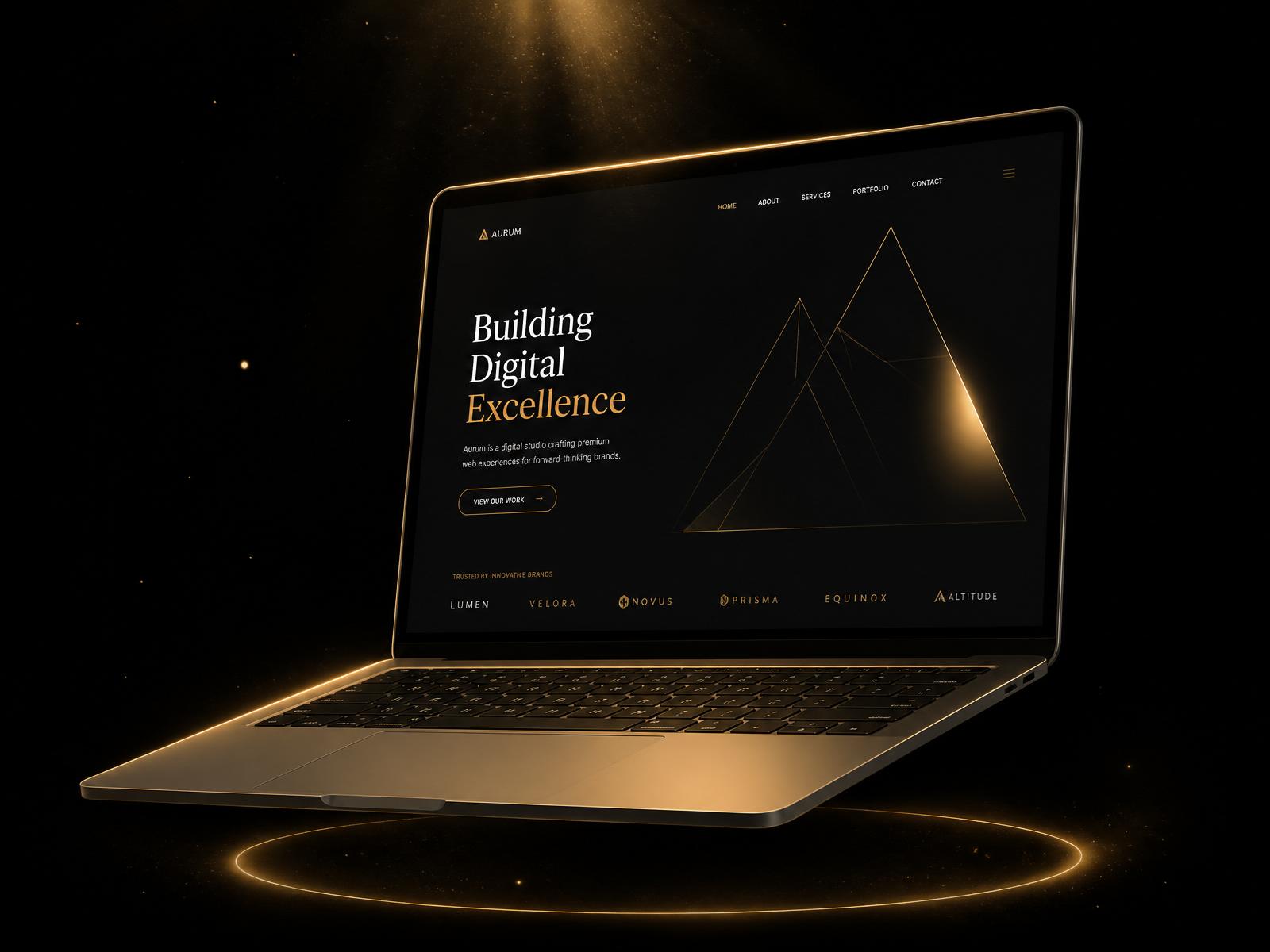Premium laptop showcasing a 519 YQG Studio website preview